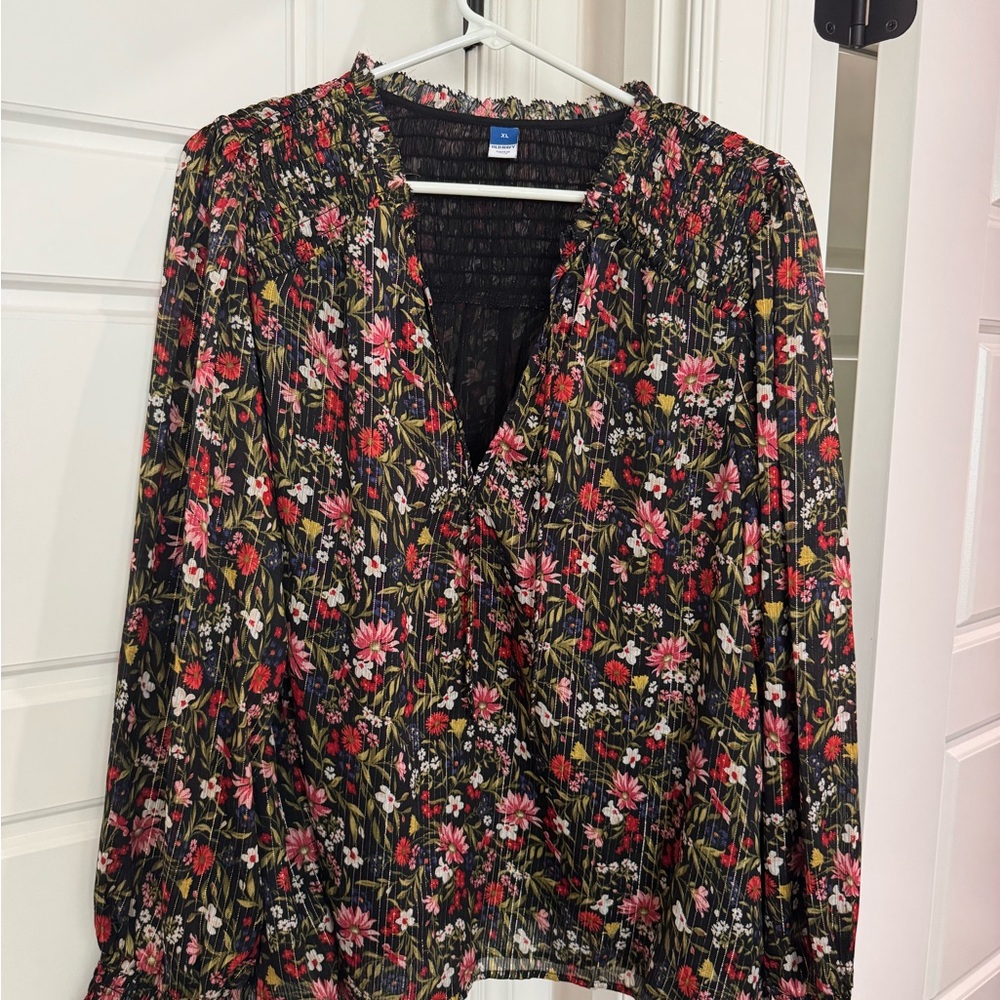 Old Navy Black Floral Blouse
